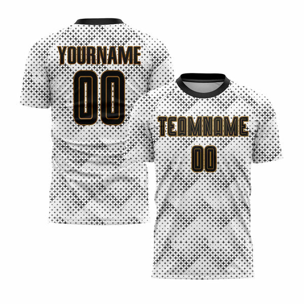 Custom White Black-Old Gold Classic Uniform Training Sets Soccer Jersey For Adults/Kids