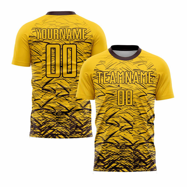 Custom Yellow Brown Classic Uniform Training Sets Soccer Jersey For Adults/Kids