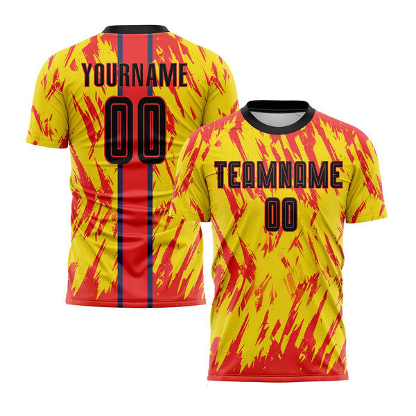 Custom Gold Black-Red Classic Uniform Training Sets Soccer Jersey For Adults/Kids