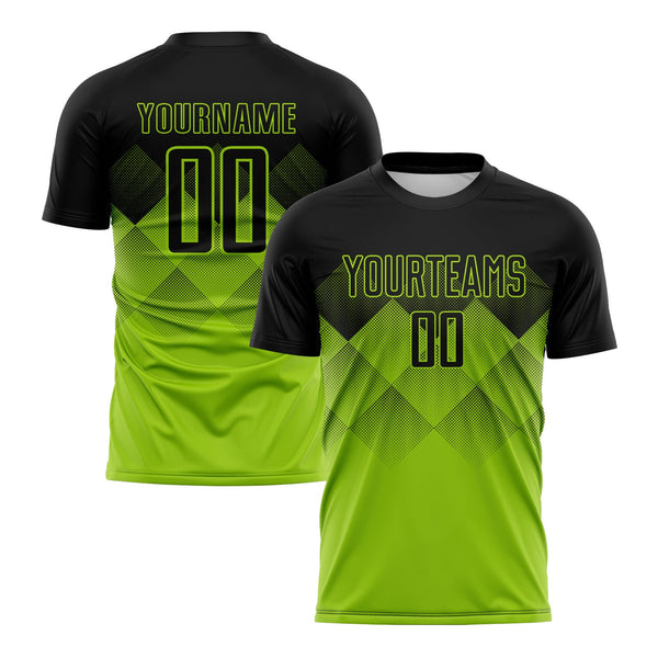 Custom Neon Green Black Classic Uniform Training Sets Soccer Jersey For Adults/Kids