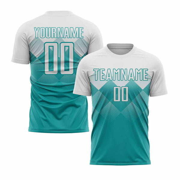 Custom Aqua White Classic Uniform Training Sets Soccer Jersey For Adults/Kids