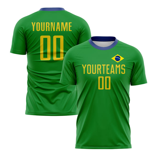 Custom Neon Green Gold-Royal Classic Uniform Training Sets Soccer Jersey For Adults/Kids