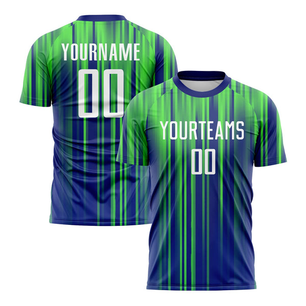 Custom Neon Green White-Royal Classic Uniform Training Sets Soccer Jersey For Adults/Kids