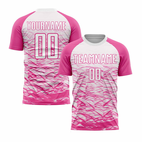 Custom Pink White Classic Uniform Training Sets Soccer Jersey For Adults/Kids
