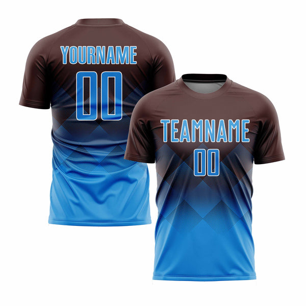 Custom Brown Powder Blue-Cream Classic Uniform Training Sets Soccer Jersey For Adults/Kids