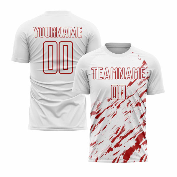 Custom White Red Classic Uniform Training Sets Soccer Jersey For Adults/Kids