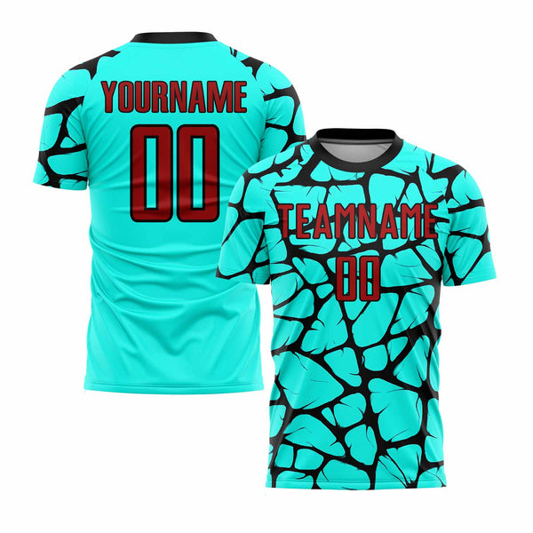 Custom Aqua Red-Black Classic Uniform Training Sets Soccer Jersey For Adults/Kids