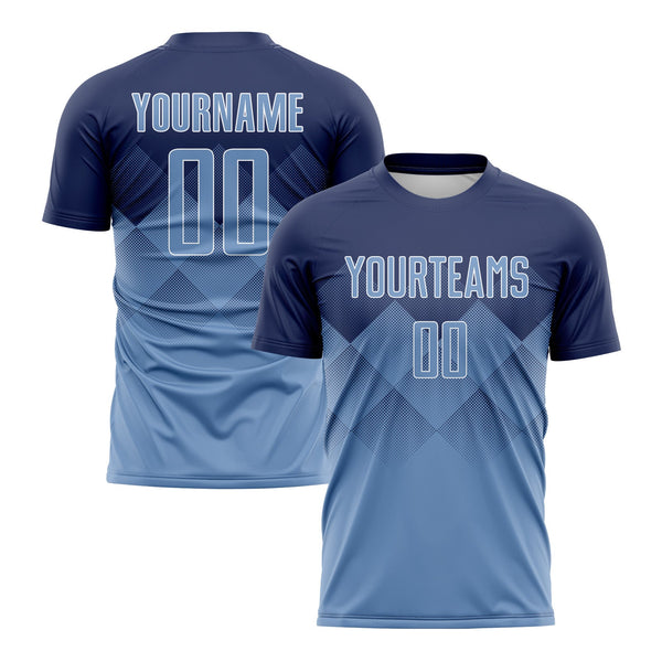 Custom Navy Light Blue-White Classic Uniform Training Sets Soccer Jersey For Adults/Kids