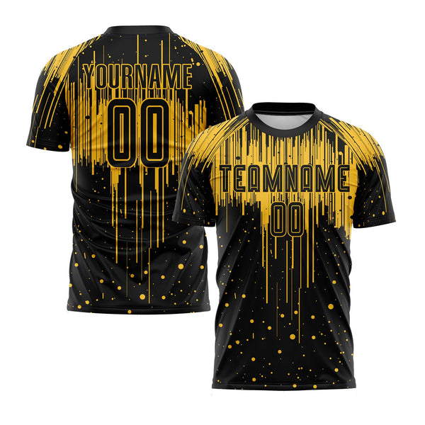 Custom Gold Black Classic Uniform Training Sets Soccer Jersey For Adults/Kids