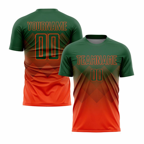 Custom Orange Green Classic Uniform Training Sets Soccer Jersey For Adults/Kids