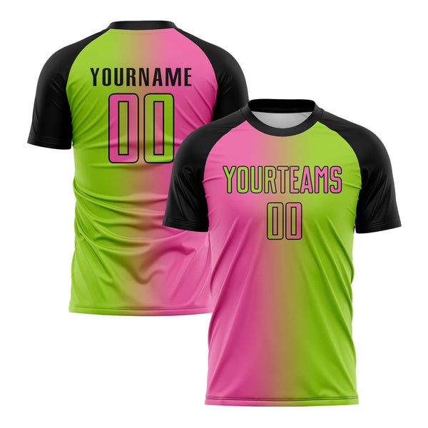 Custom Neon Green Pink-Black Classic Uniform Training Sets Soccer Jersey For Adults/Kids