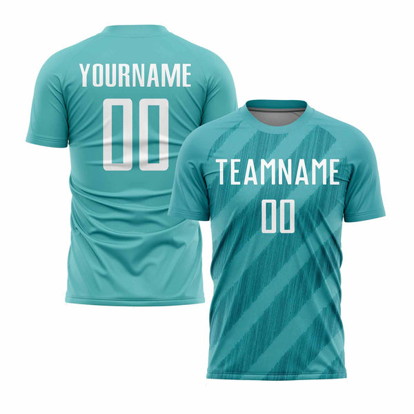 Custom Aqua White Classic Uniform Training Sets Soccer Jersey For Adults/Kids