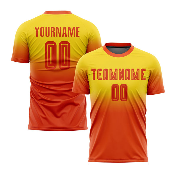 Custom Gold Orange Fade Fashion Classic Uniform Training Sets Soccer Jersey For Adults/Kids