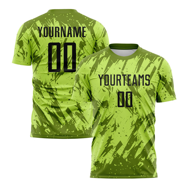 Custom Neon Green Black-Olive Classic Uniform Training Sets Soccer Jersey For Adults/Kids