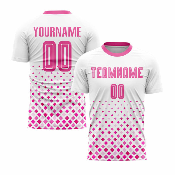 Custom White Pink Classic Uniform Training Sets Soccer Jersey For Adults/Kids