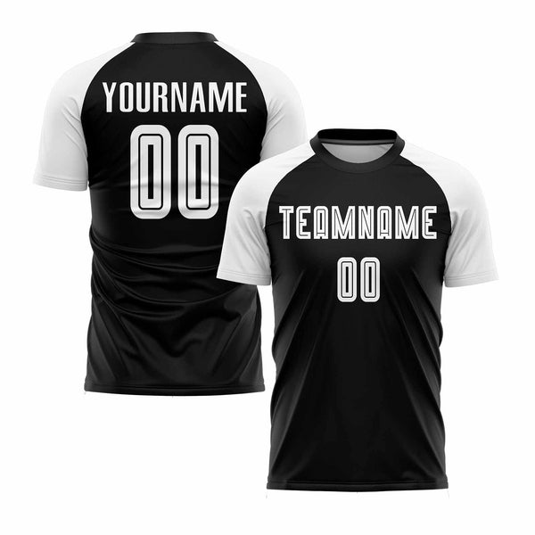 Custom Black White Classic Uniform Training Sets Soccer Jersey For Adults/Kids