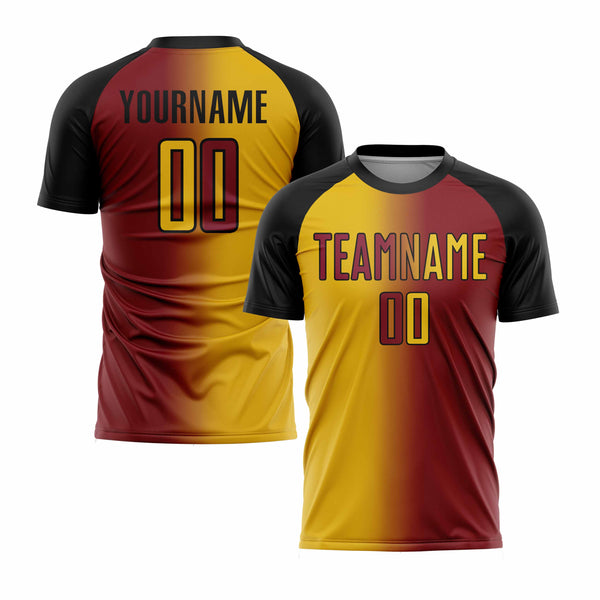 Custom Crimson Yellow-Black Classic Uniform Training Sets Soccer Jersey For Adults/Kids