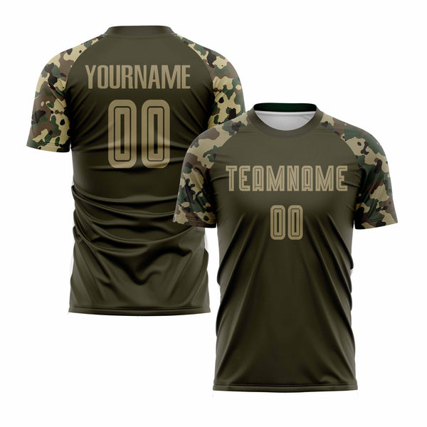Custom Olive Vegas Gold-Camo Classic Uniform Training Sets Soccer Jersey For Adults/Kids