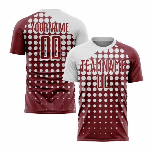 Custom Crimson White Modern Polka Dot Classic Uniform Training Sets Soccer Jersey For Adults/Kids