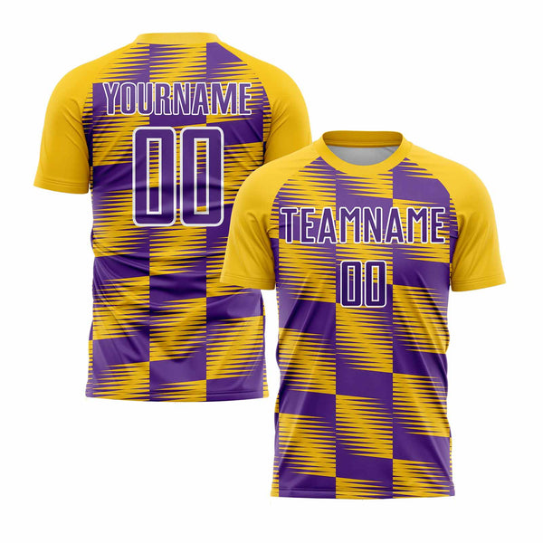 Custom Yellow Purple-White Lines Classic Uniform Training Sets Soccer Jersey For Adults/Kids