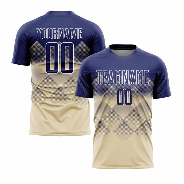 Custom Cream Navy-White Classic Uniform Training Sets Soccer Jersey For Adults/Kids