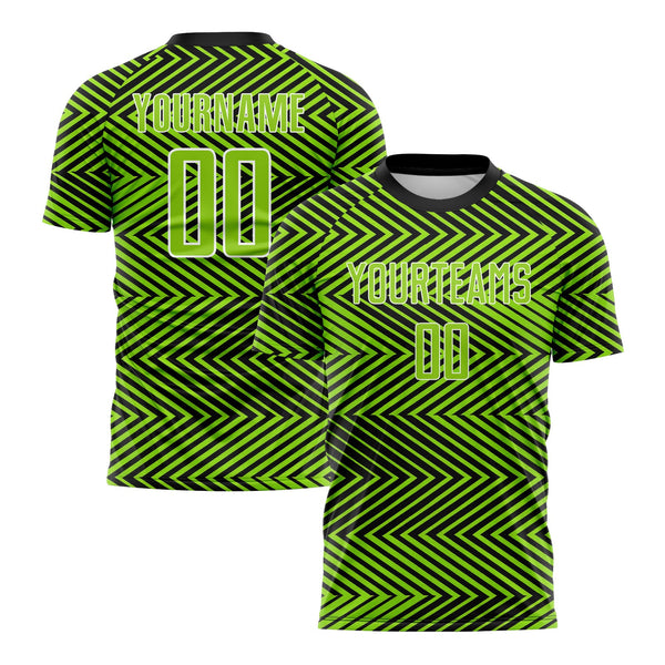 Custom Neon Green Black-White Line Classic Uniform Training Sets Soccer Jersey For Adults/Kids