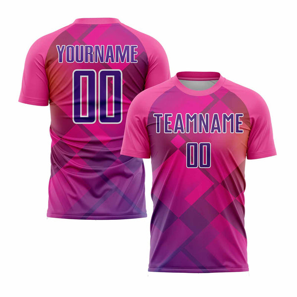 Custom Pink Purple-White Geometric Shapes Classic Uniform Training Sets Soccer Jersey For Adults/Kids
