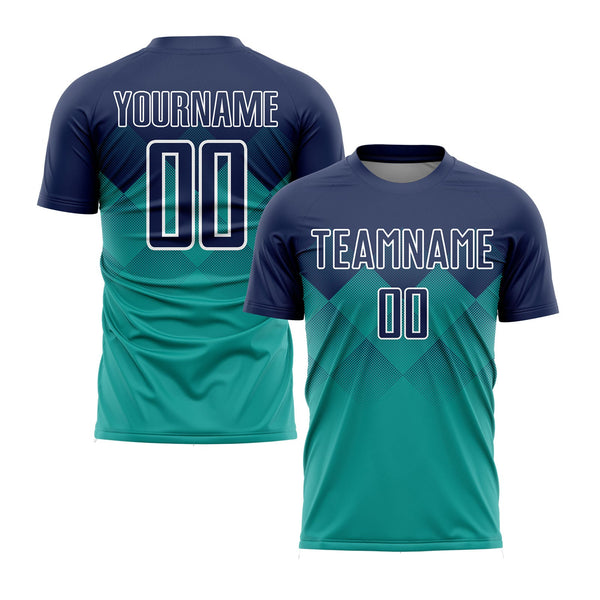 Custom Aqua Navy-White Classic Uniform Training Sets Soccer Jersey For Adults/Kids