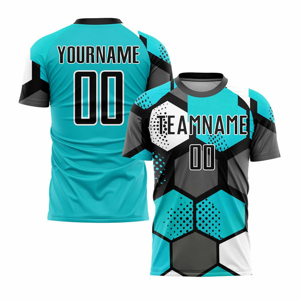 Custom Aqua White-Navy Classic Uniform Training Sets Soccer Jersey For Adults/Kids