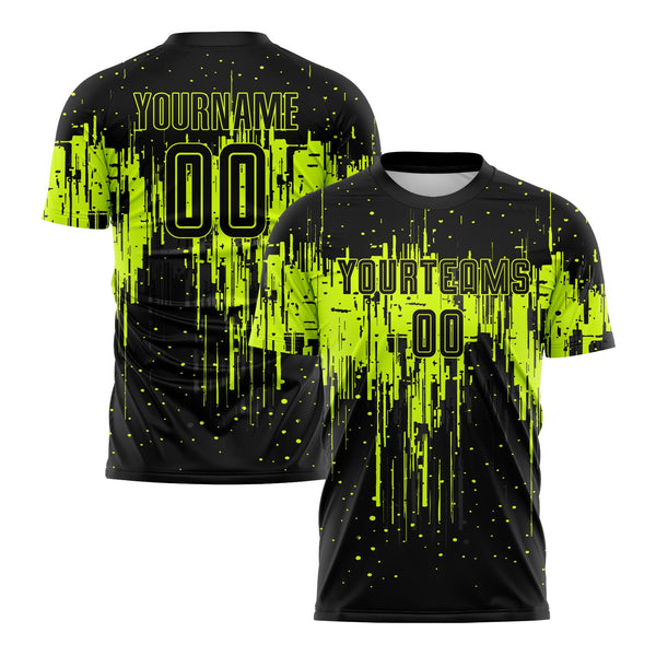 Custom Neon Green Black Classic Uniform Training Sets Soccer Jersey For Adults/Kids