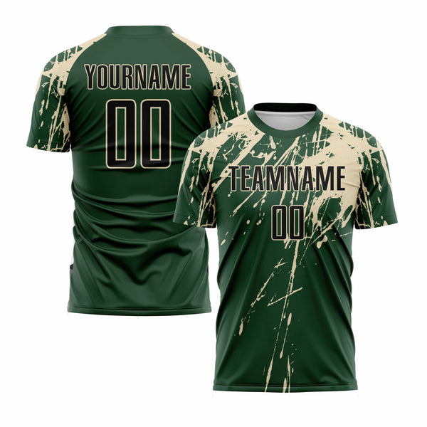 Custom Green Black-Cream Classic Uniform Training Sets Soccer Jersey For Adults/Kids