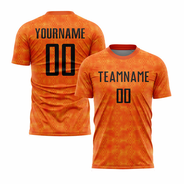 Custom Orange Black-Bay Orange Geometric Shapes Classic Uniform Training Sets Soccer Jersey For Adults/Kids