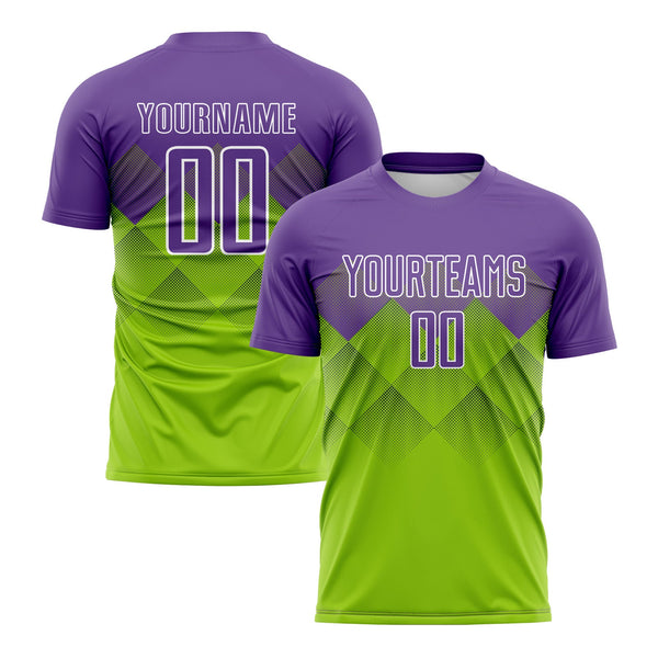 Custom Neon Green Purple-White Classic Uniform Training Sets Soccer Jersey For Adults/Kids