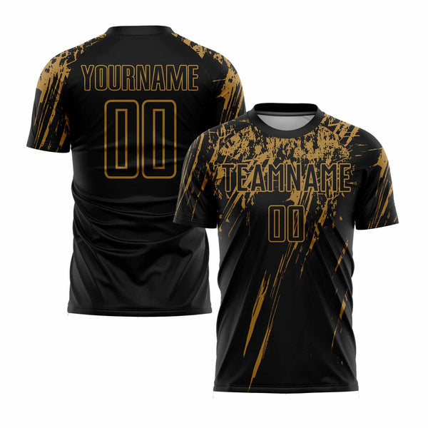 Custom Black Old Gold Classic Uniform Training Sets Soccer Jersey For Adults/Kids