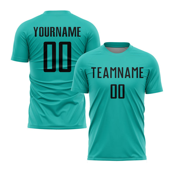 Custom Aqua Black Classic Uniform Training Sets Soccer Jersey For Adults/Kids