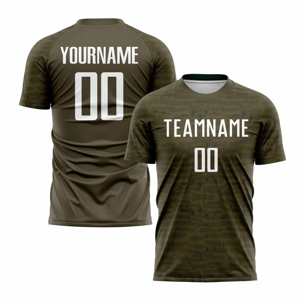 Custom Olive White Classic Uniform Training Sets Soccer Jersey For Adults/Kids