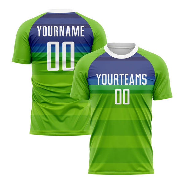 Custom Neon Green White-Royal Classic Uniform Training Sets Soccer Jersey For Adults/Kids