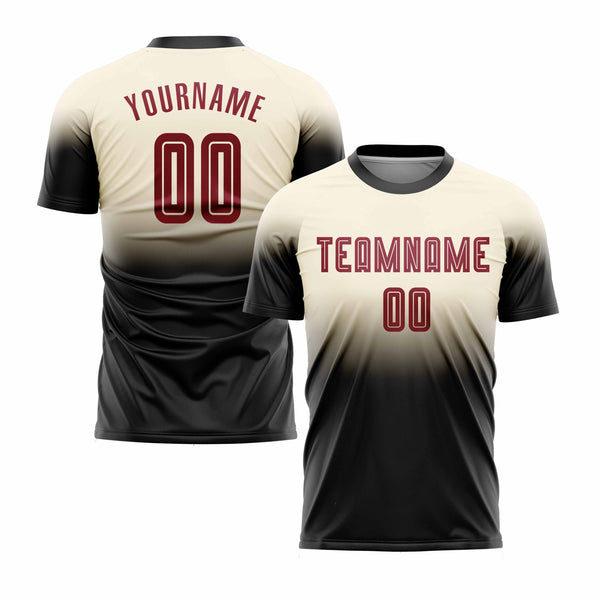 Custom Cream Crimson-Black Fade Fashion Classic Uniform Training Sets Soccer Jersey For Adults/Kids