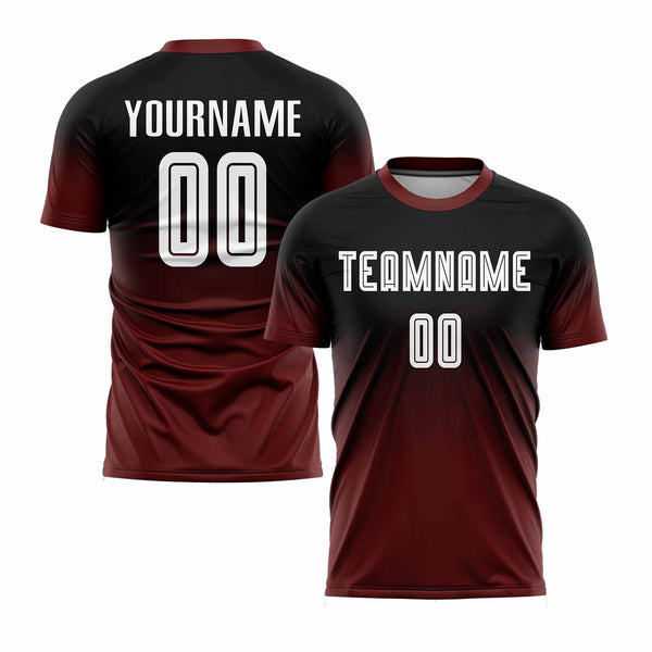Custom Black White-Crimson Fade Fashion Classic Uniform Training Sets Soccer Jersey For Adults/Kids