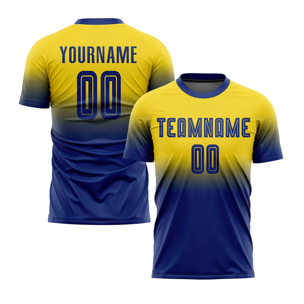 Custom Gold Royal Fade Fashion Classic Uniform Training Sets Soccer Jersey For Adults/Kids