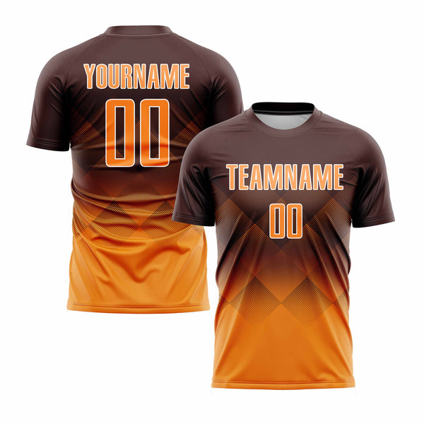 Custom Brown Bay Orange-White Classic Uniform Training Sets Soccer Jersey For Adults/Kids