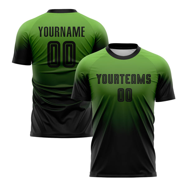 Custom Neon Green Black Fade Fashion Classic Uniform Training Sets Soccer Jersey For Adults/Kids