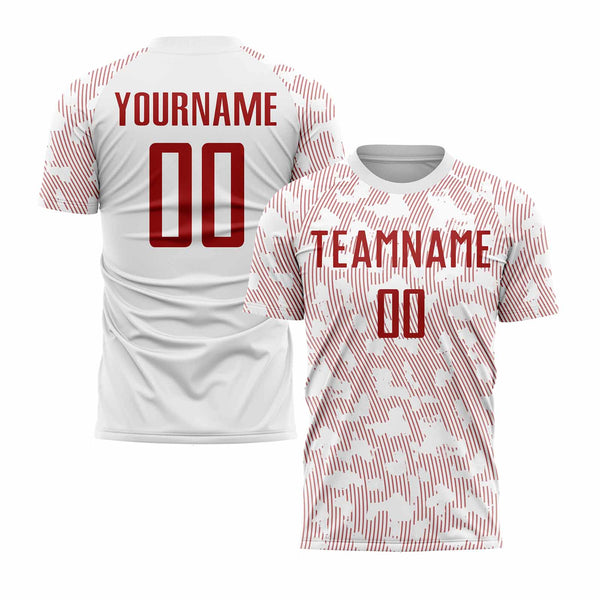 Custom White Red Classic Uniform Training Sets Soccer Jersey For Adults/Kids