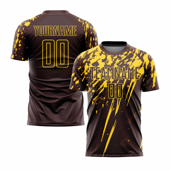 Custom Brown Gold Classic Uniform Training Sets Soccer Jersey For Adults/Kids