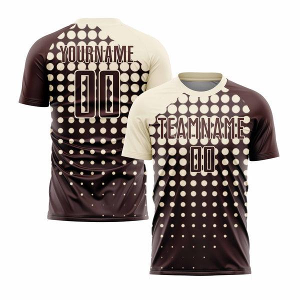 Custom Brown Cream Modern Polka Dot Classic Uniform Training Sets Soccer Jersey For Adults/Kids