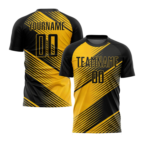 Custom Gold Black Classic Uniform Training Sets Soccer Jersey For Adults/Kids