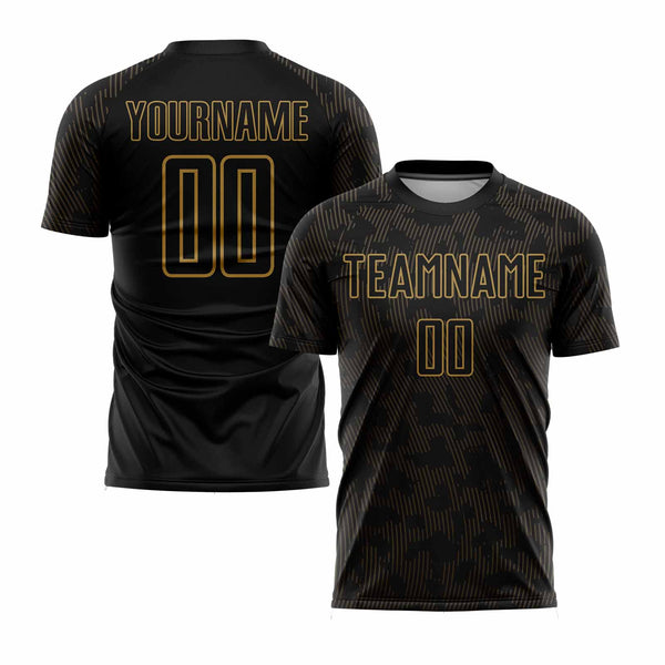Custom Black Old Gold Classic Uniform Training Sets Soccer Jersey For Adults/Kids