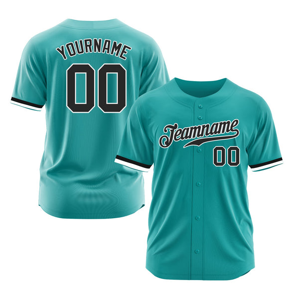 Custom Aqua Black-White Classic Style Authentic Sports Baseball Jersey