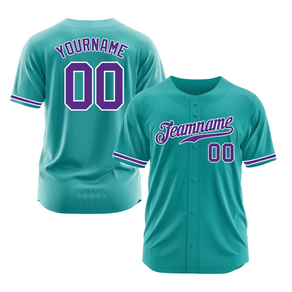 Custom Aqua Purple-White Classic Style Authentic Sports Baseball Jersey