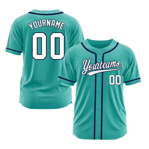 Custom Aqua White-Navy Classic Style Authentic Sports Baseball Jersey